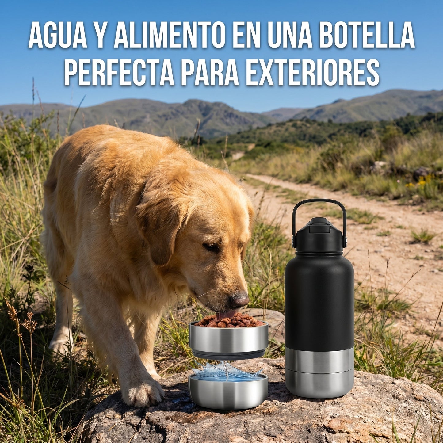 Botella 2 en 1 para Agua y Alimento